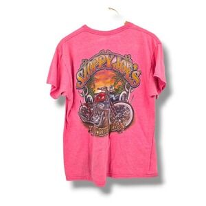 Sloppy‎ Joe's Daytona Beach Graphic Tee Motorcycle Short Sleeve Pink L
